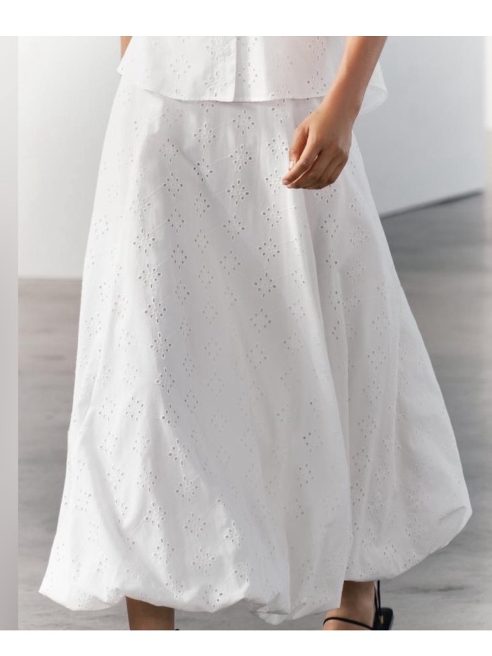 Zara White Eyelet Maxi Skirt